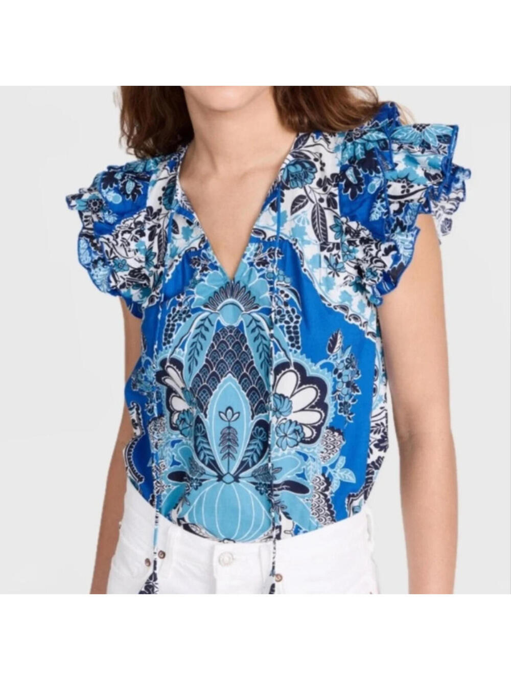 ANTHROPOLOGIE Love the Label Top in Clementine Navy, NWT, Size XS, #2605